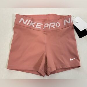 Nike Pro Women's Athletic Shorts - Dusty Rose with White Logo